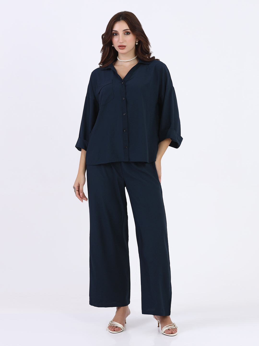 Blue coords set of trousers and shirt