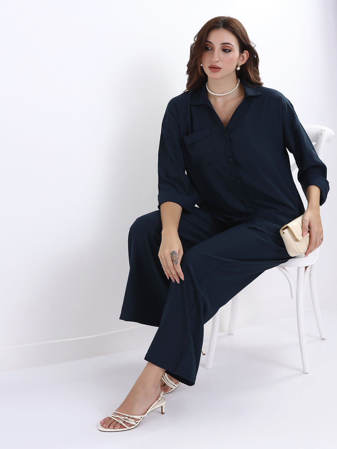 Blue coords set of trousers and shirt