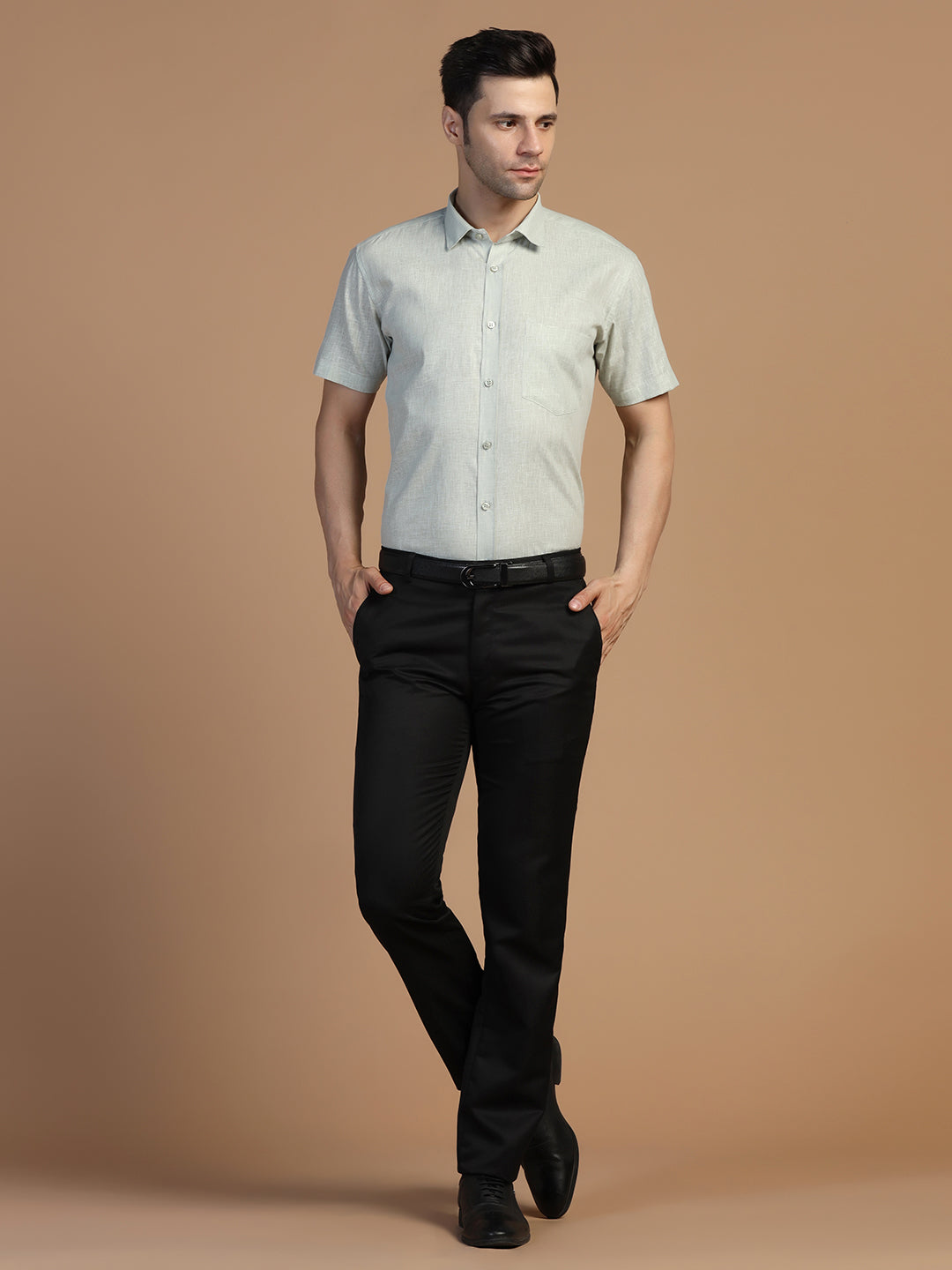Green Linen Half Sleeves Shirt - Tahvo India