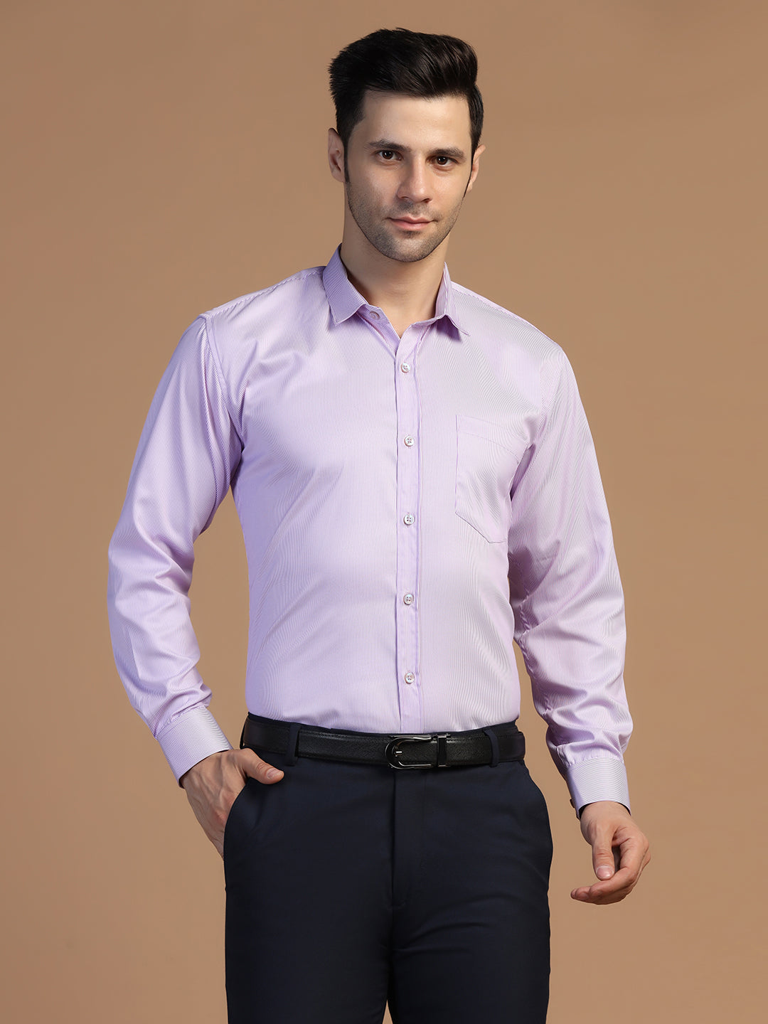 Purple Stripes Full Sleeves Shirt - Tahvo India
