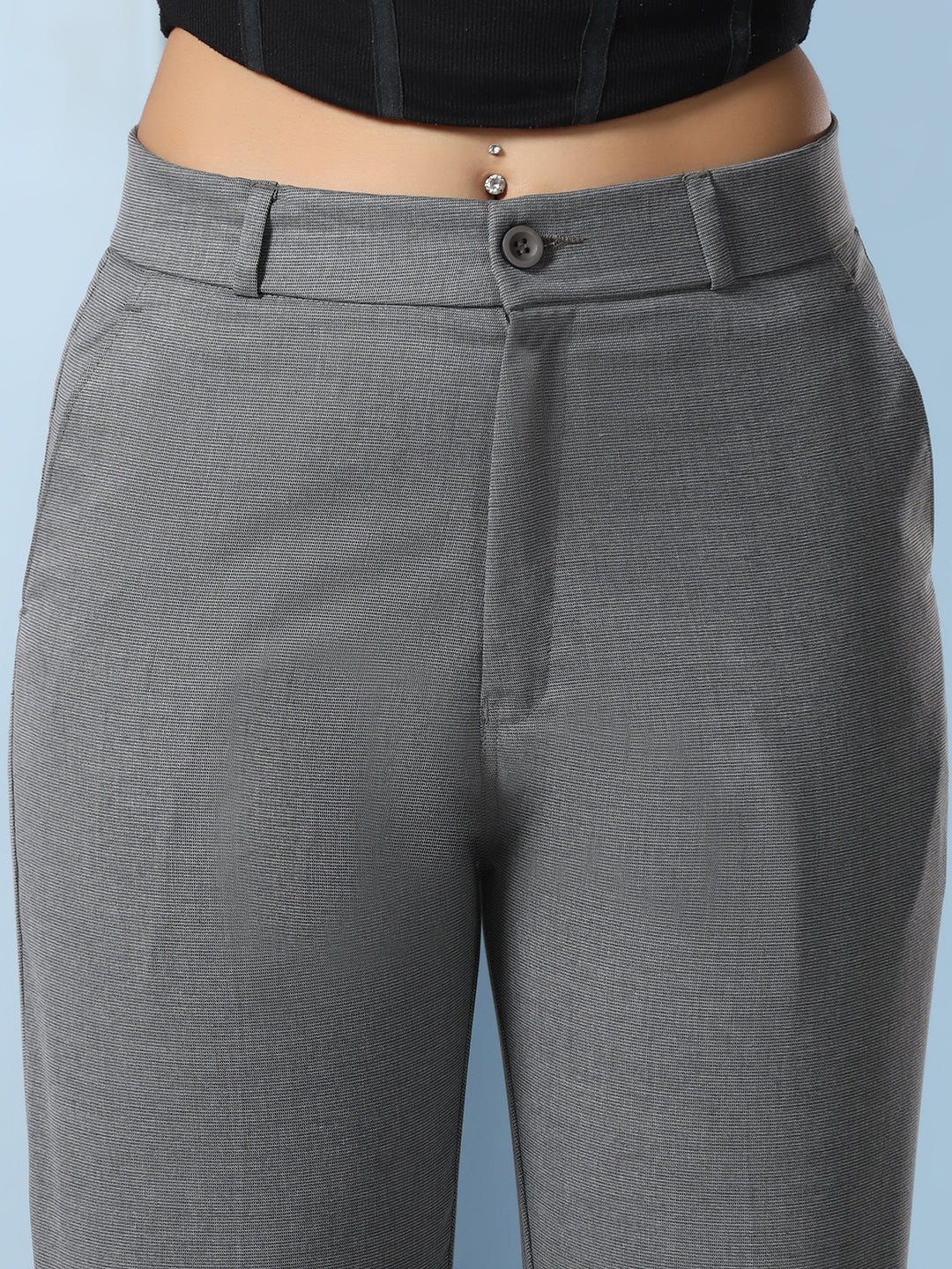 Women Dark Grey checkered trousers