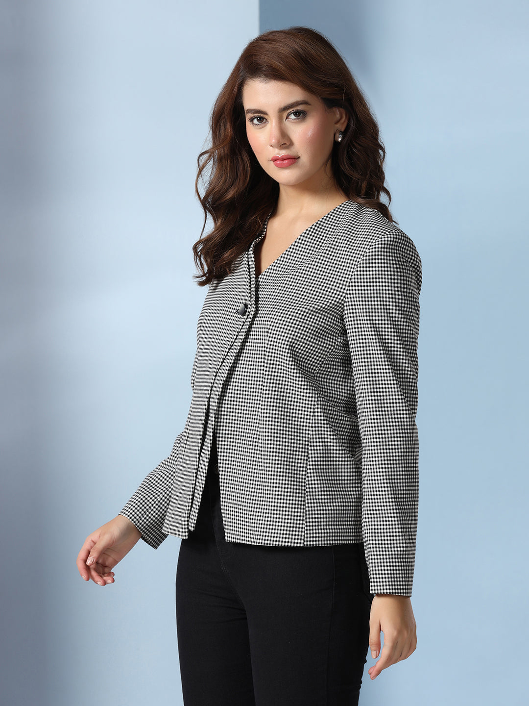Black checkered women Jacket