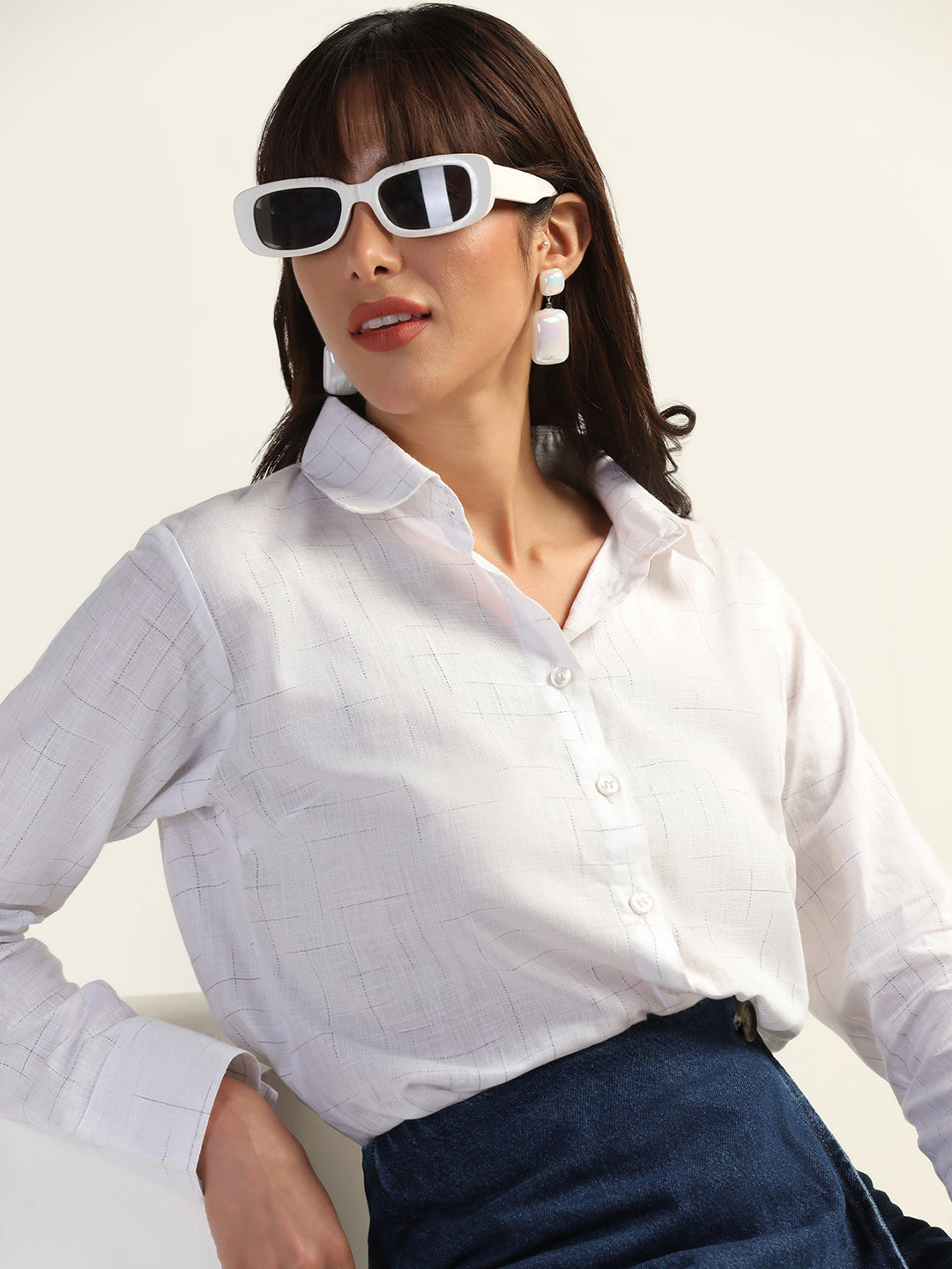 Women white printed shirt - Tahvo India