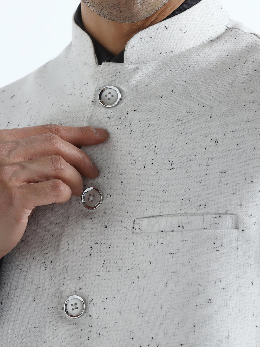 White self design nehru Jacket