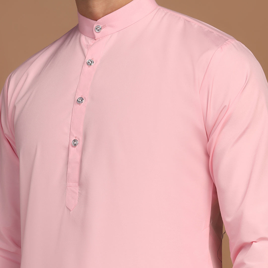 Men Pink Solid Kurta