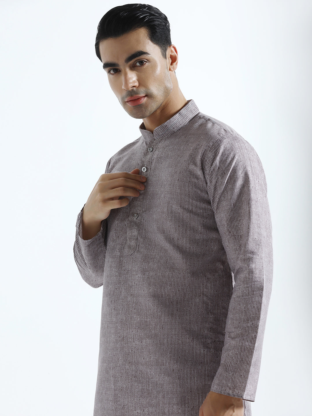 Men Maroon Stripes Kurta set