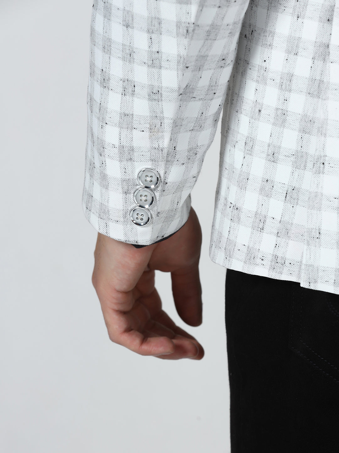 Men white checked double breasted Blazer