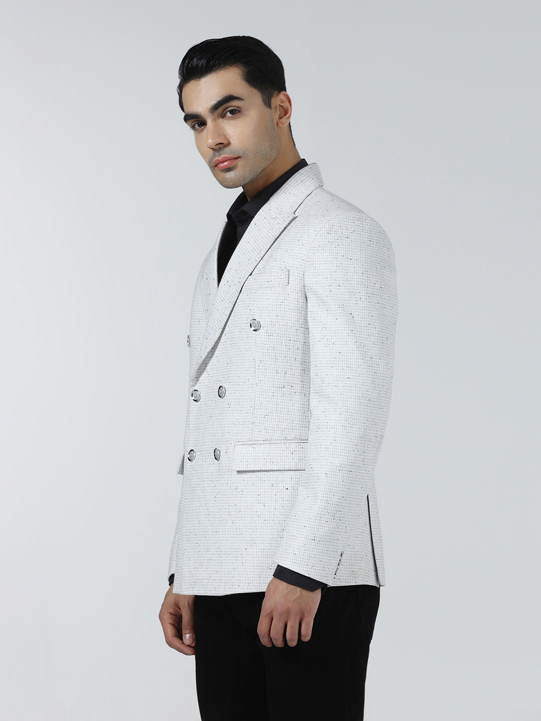 Men checked peaked lapel double breasted Blazer