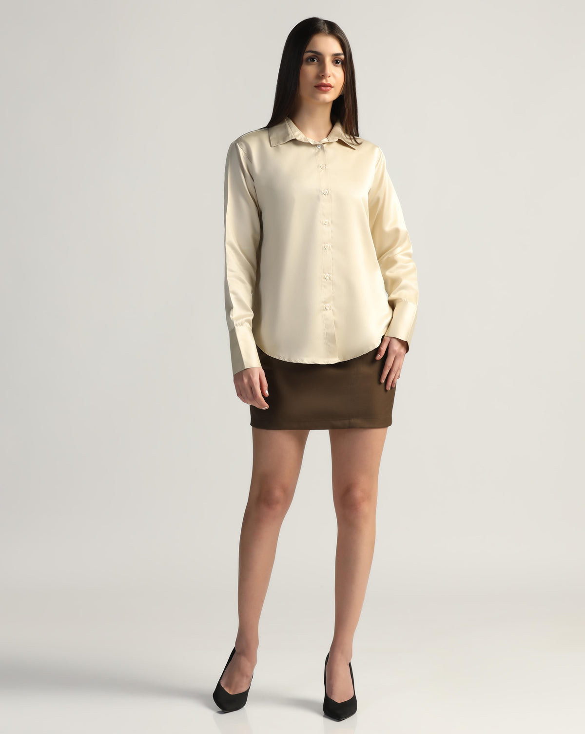 Women Golden full sleeves formal stretchable shirt - Tahvo India