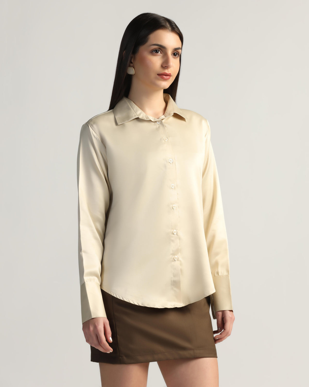 Women Golden full sleeves formal stretchable shirt - Tahvo India