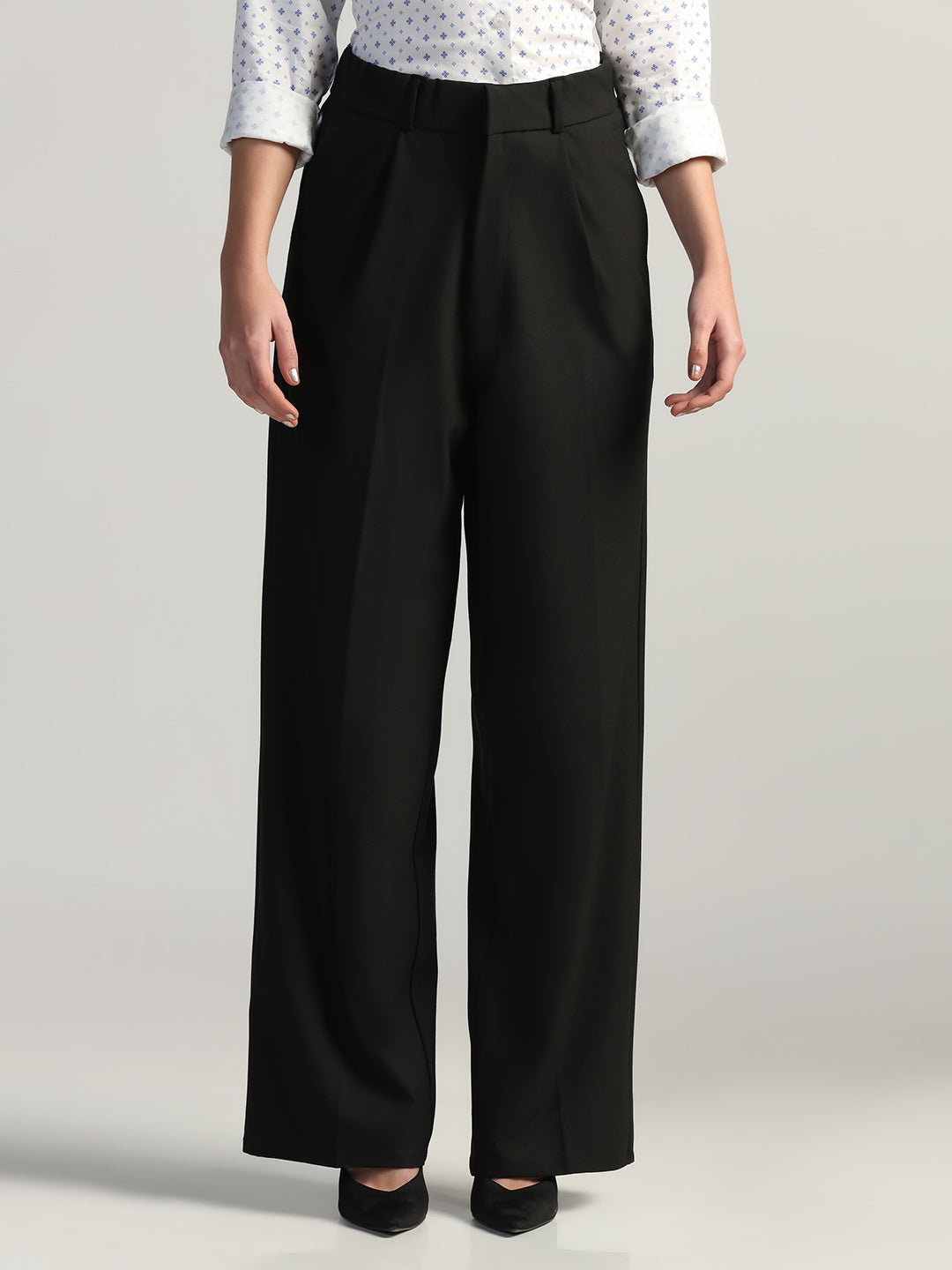 Women Black High Waist Trouser - Tahvo India