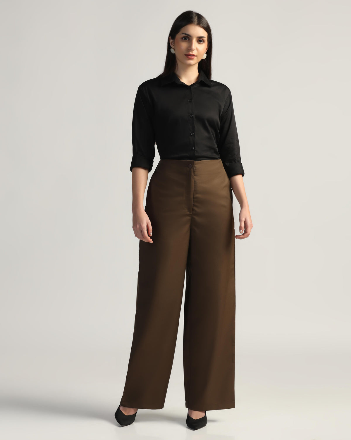Women Brown High Waist Trouser - Tahvo India