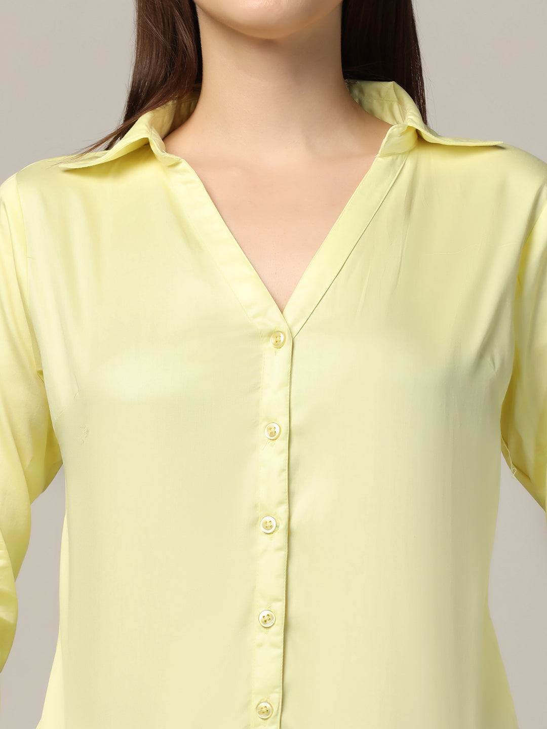 Women lemon full sleeves cotton shirt - Tahvo India