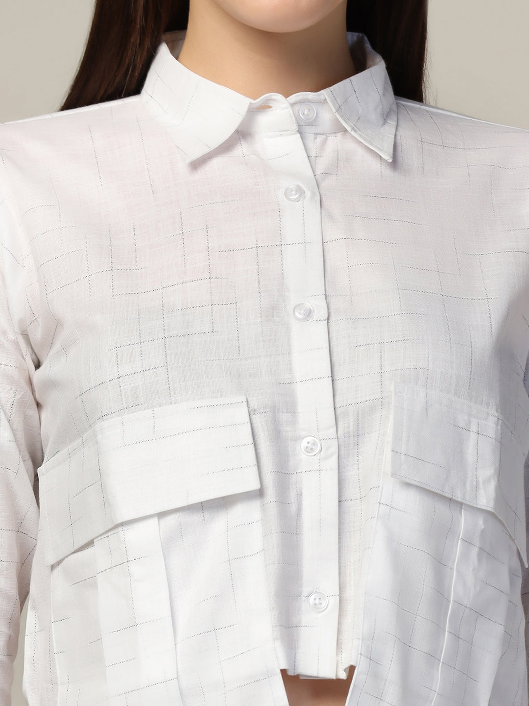 Women Check crop shirt with long pockets - Tahvo India