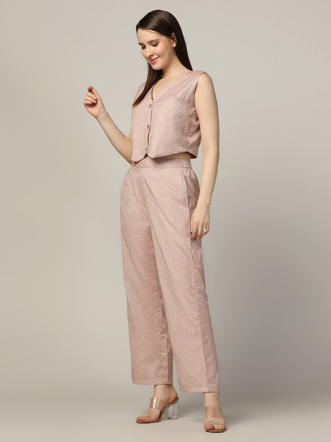 Women linen waistcoat with trousers - Tahvo India