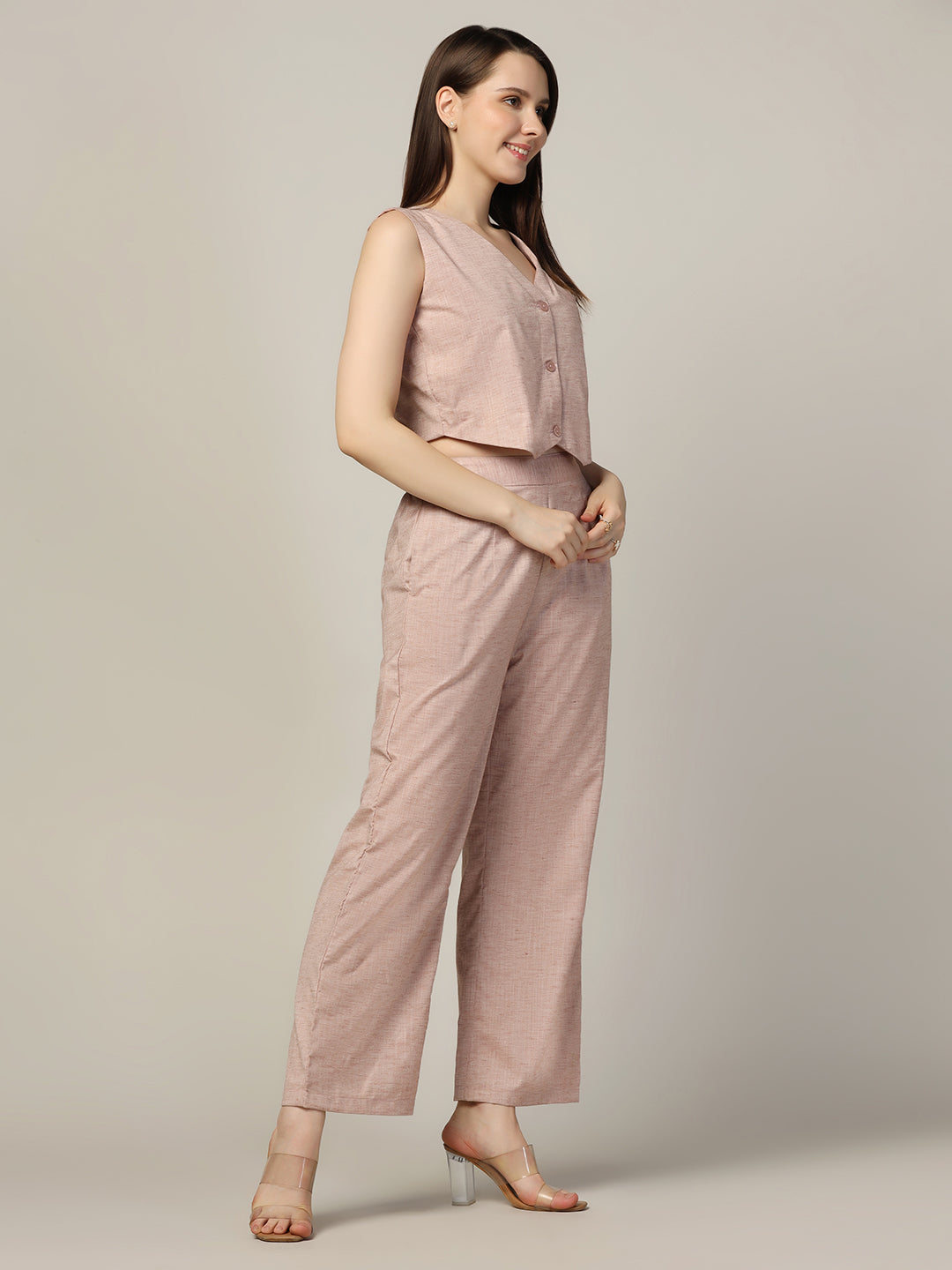 Women linen waistcoat with trousers