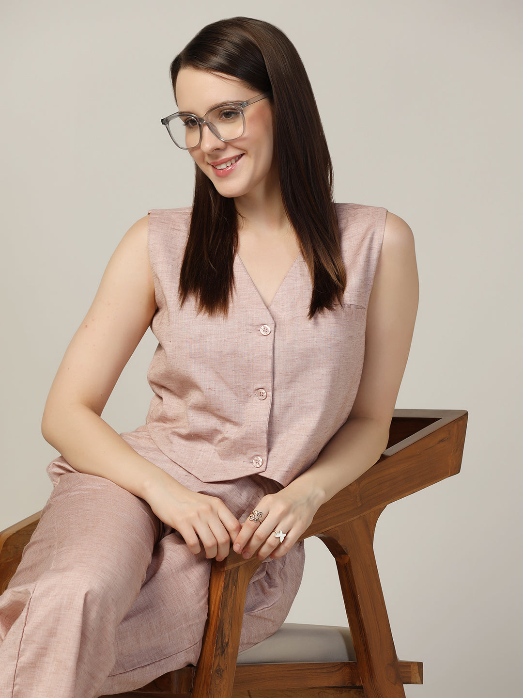 Women linen waistcoat with trousers - Tahvo India