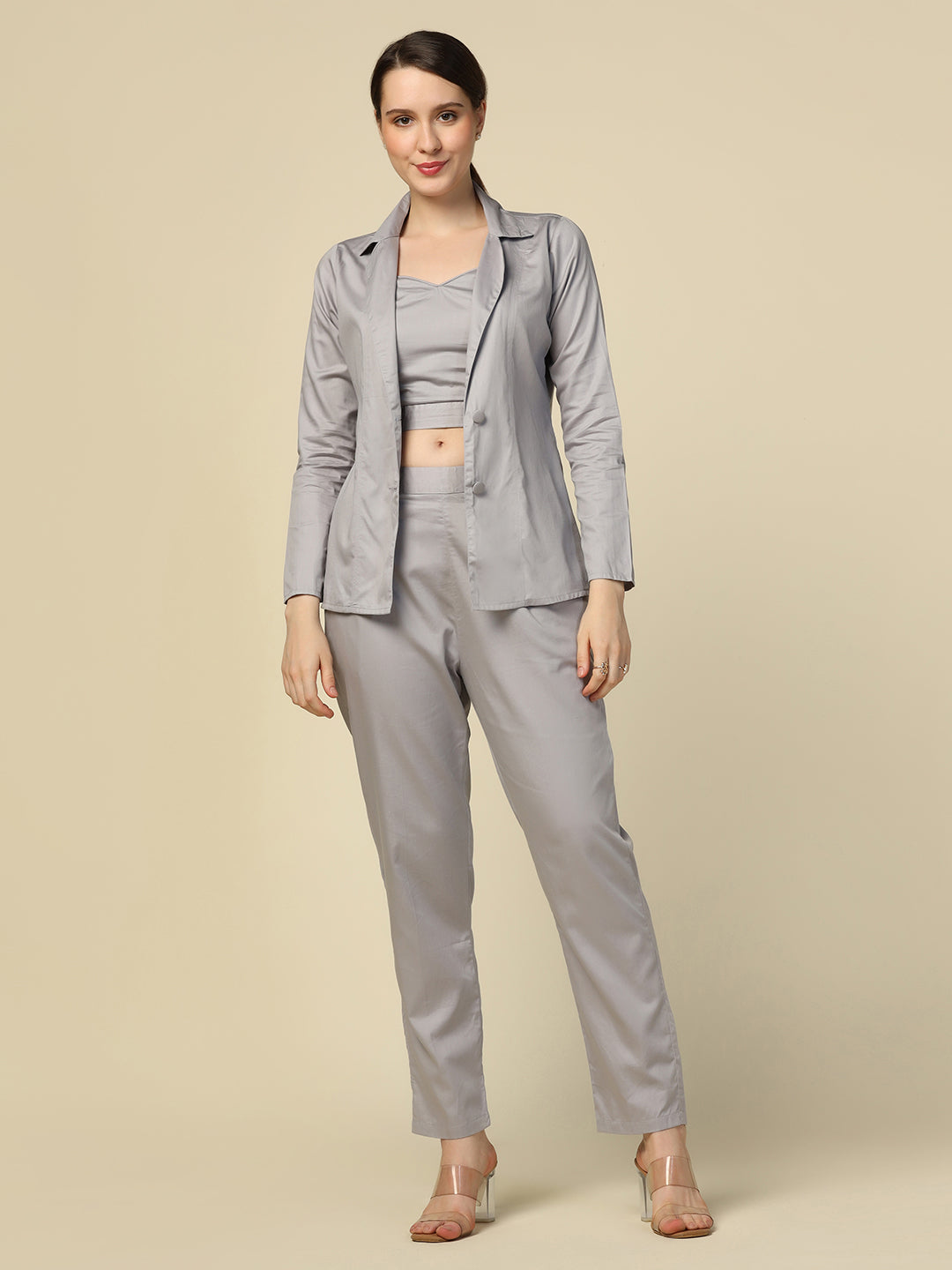 women Cotton trousers with blazer and inner - Tahvo India