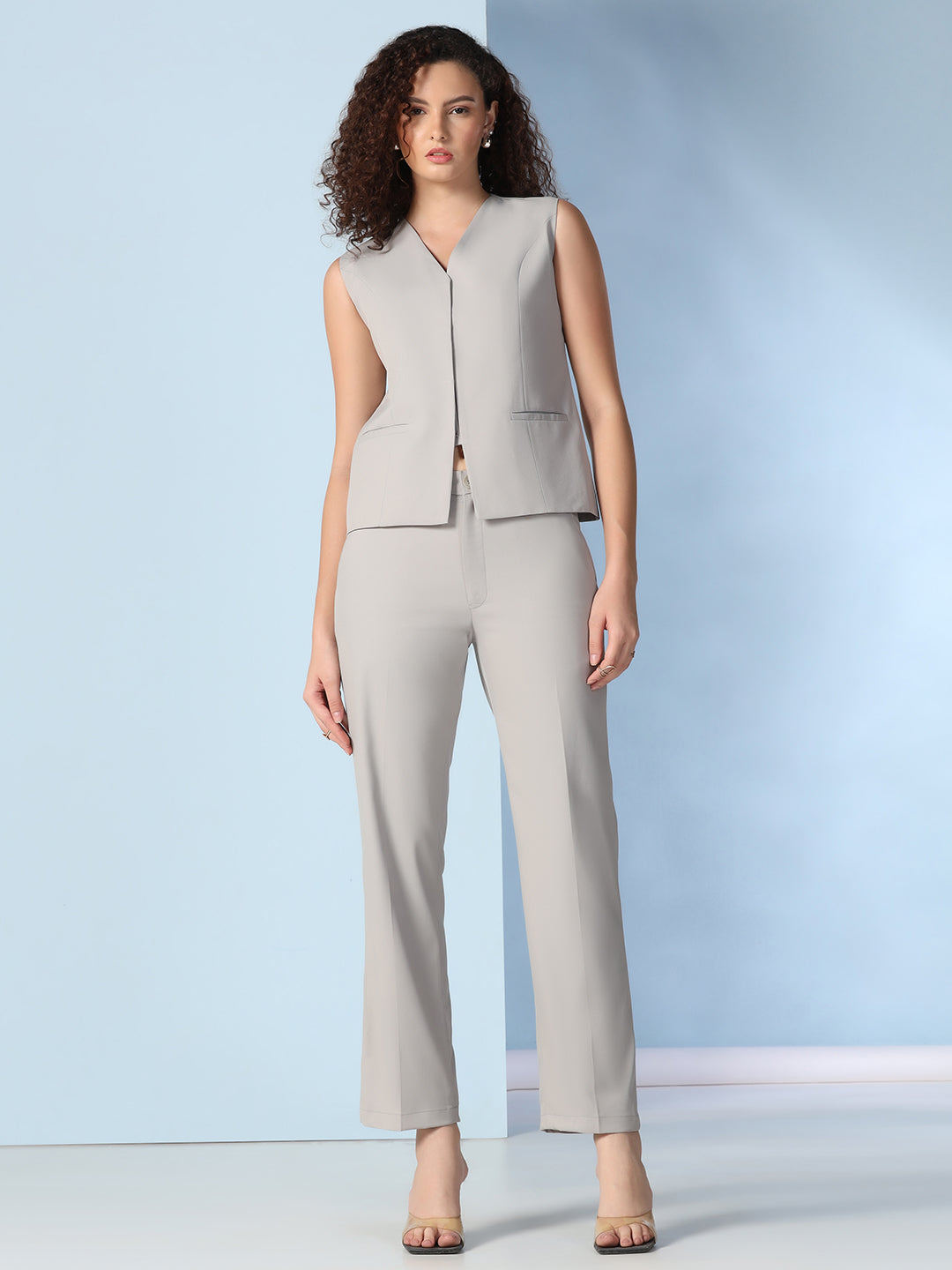 Women Grey Waistcoat set