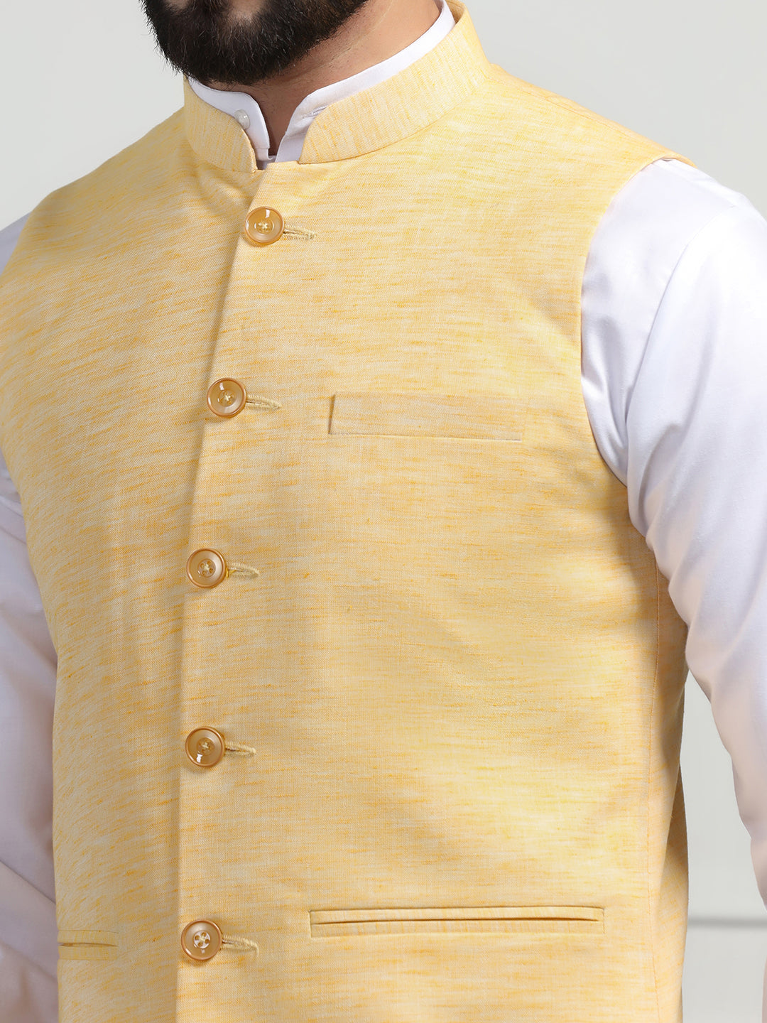 Men Yellow Linen Modi Jacket