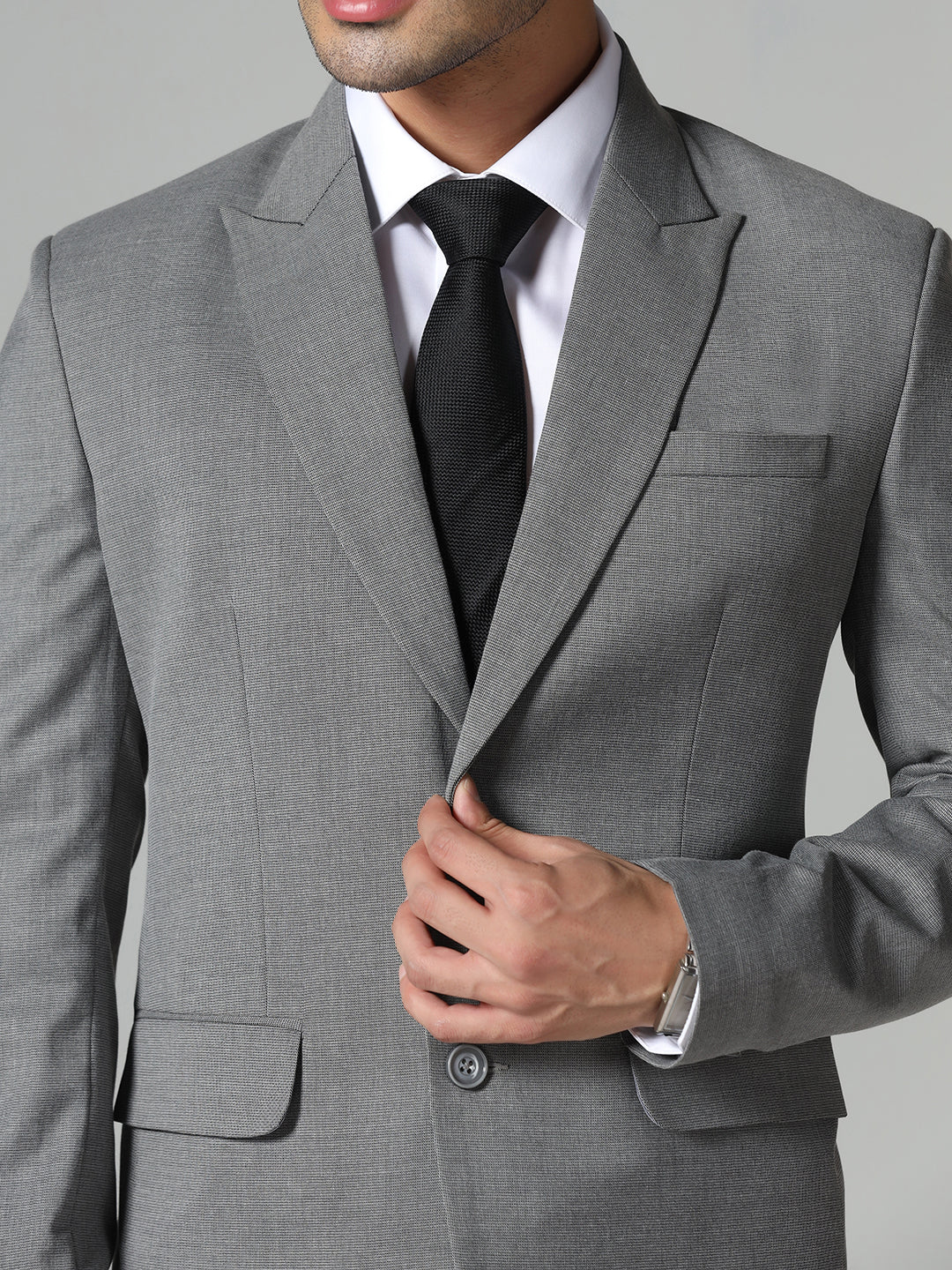 Men Grey Black Pic & Pic Blazer