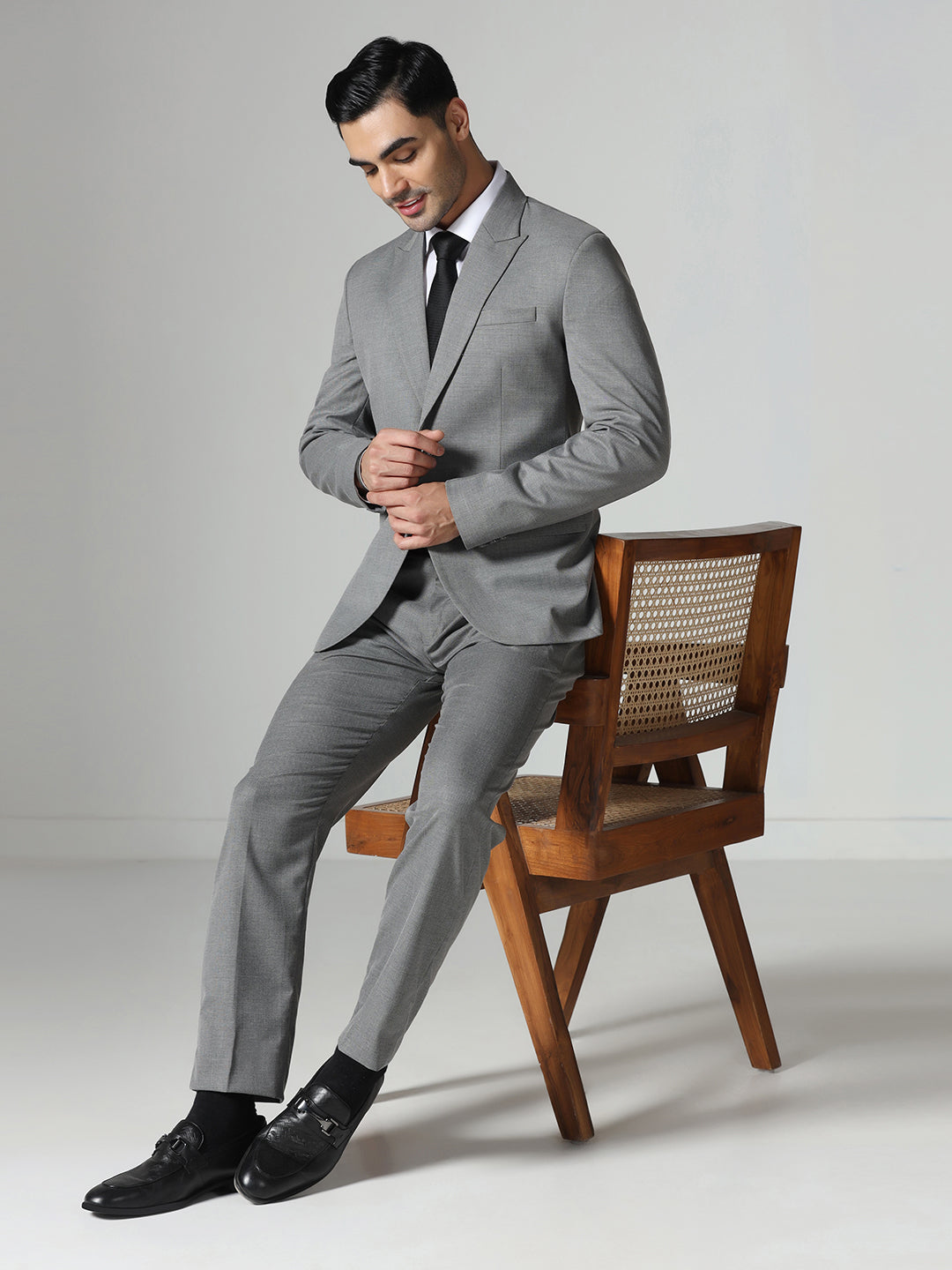 Dark Grey Men Notch Lapel Suit