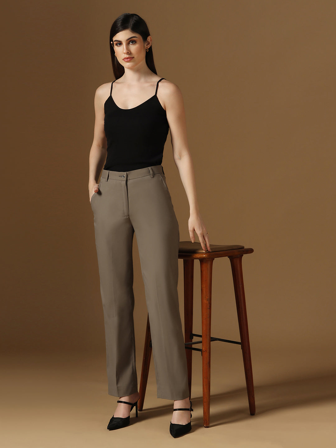 Dusk Grey Straight Fit Trousers