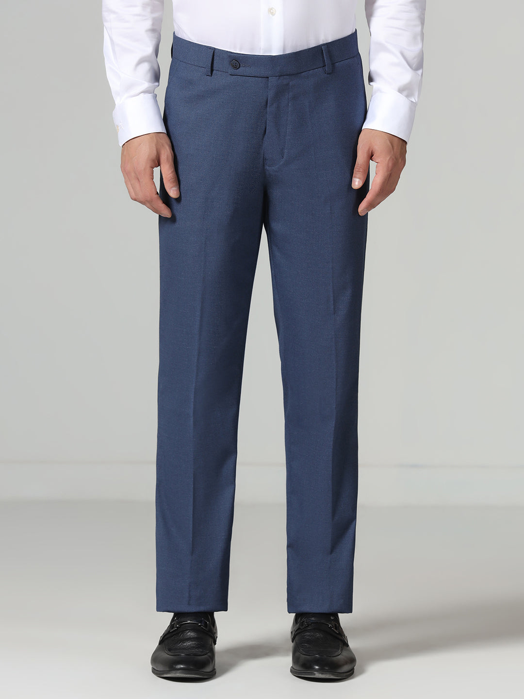 Men Blue Solid Trousers