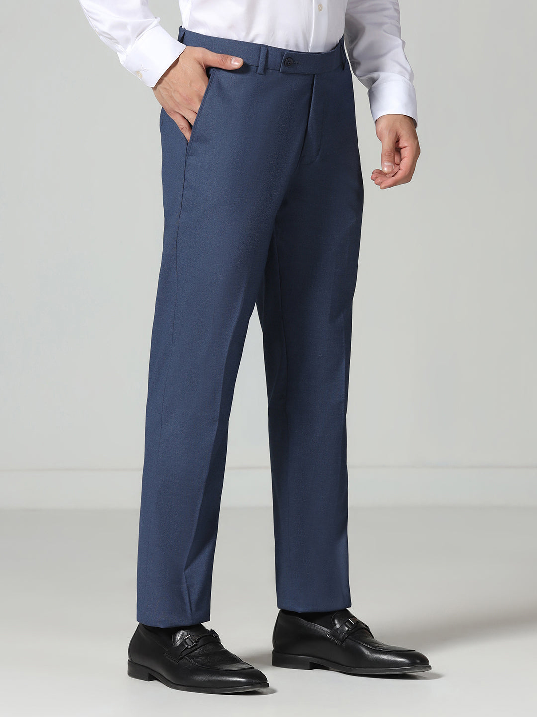 Men Blue Solid Trousers