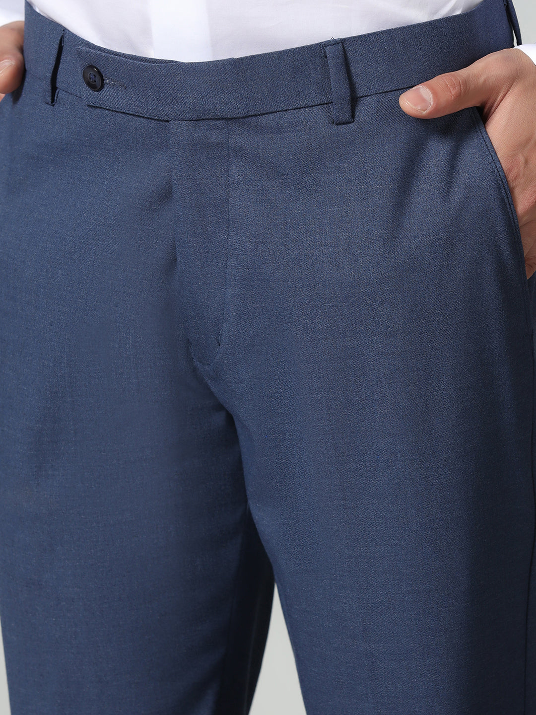 Men Blue Solid Trousers