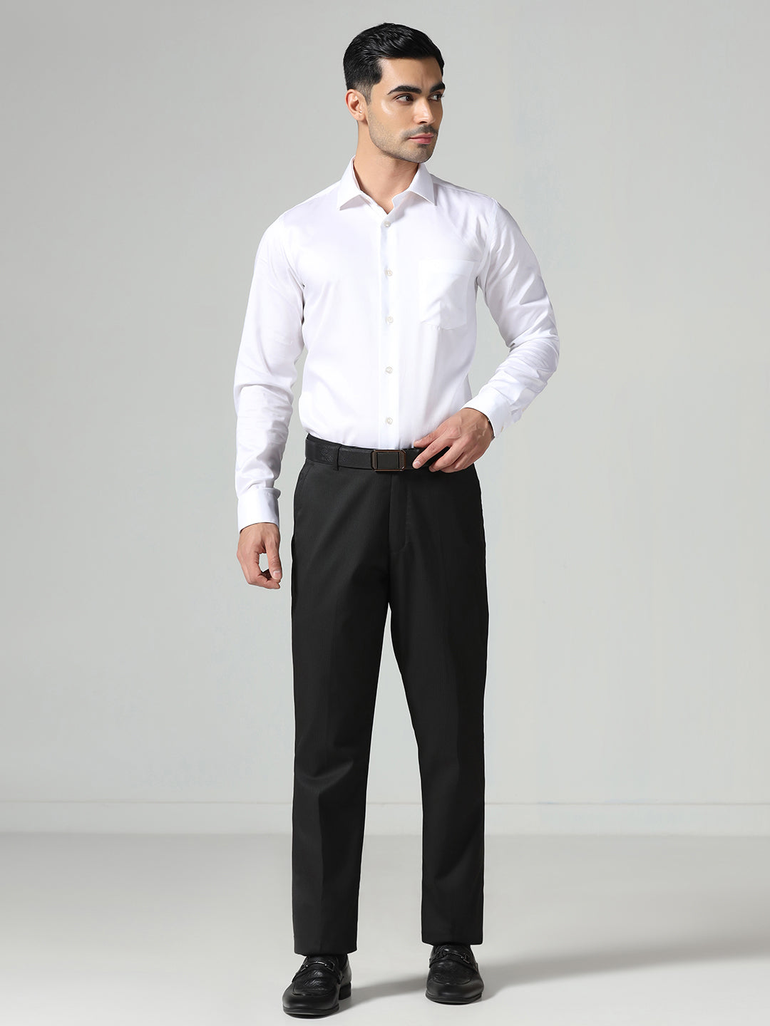 Men Black Stripes Trousers