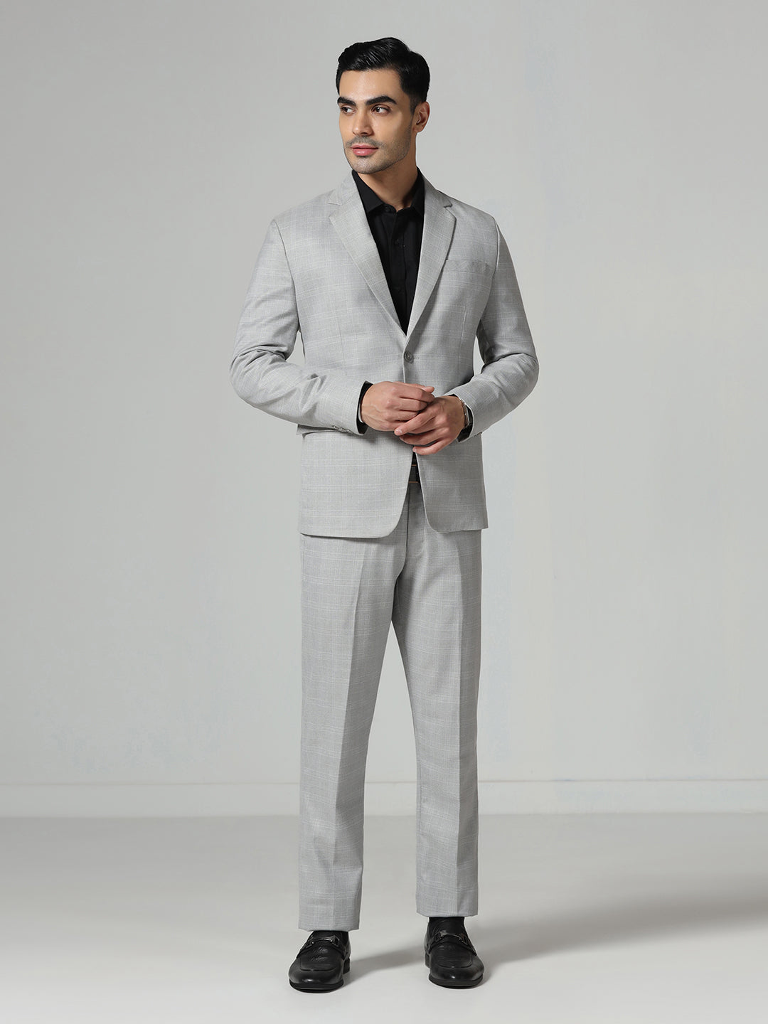 Men Grey Checkered suit