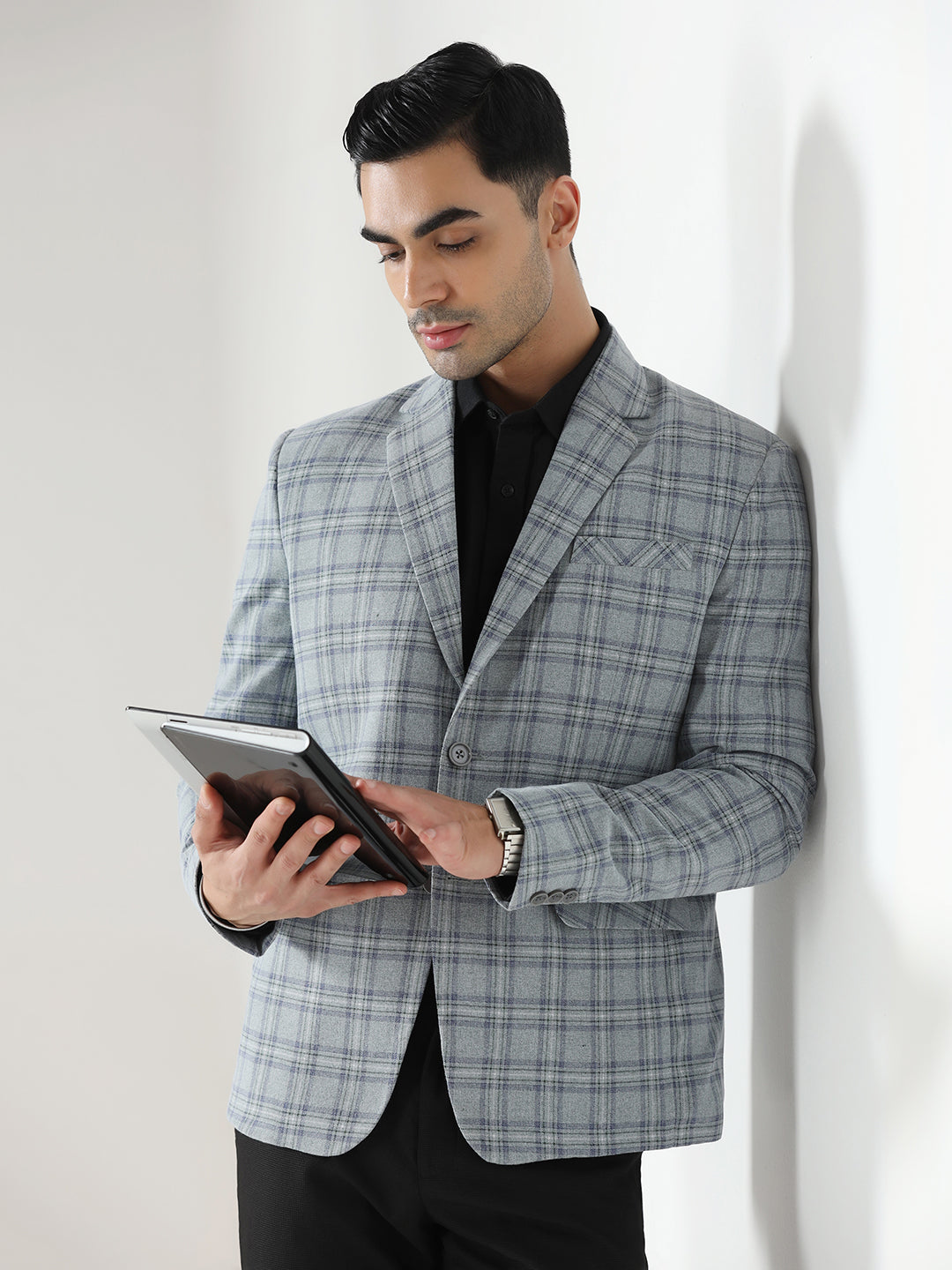 Men checkered tweed Blazer