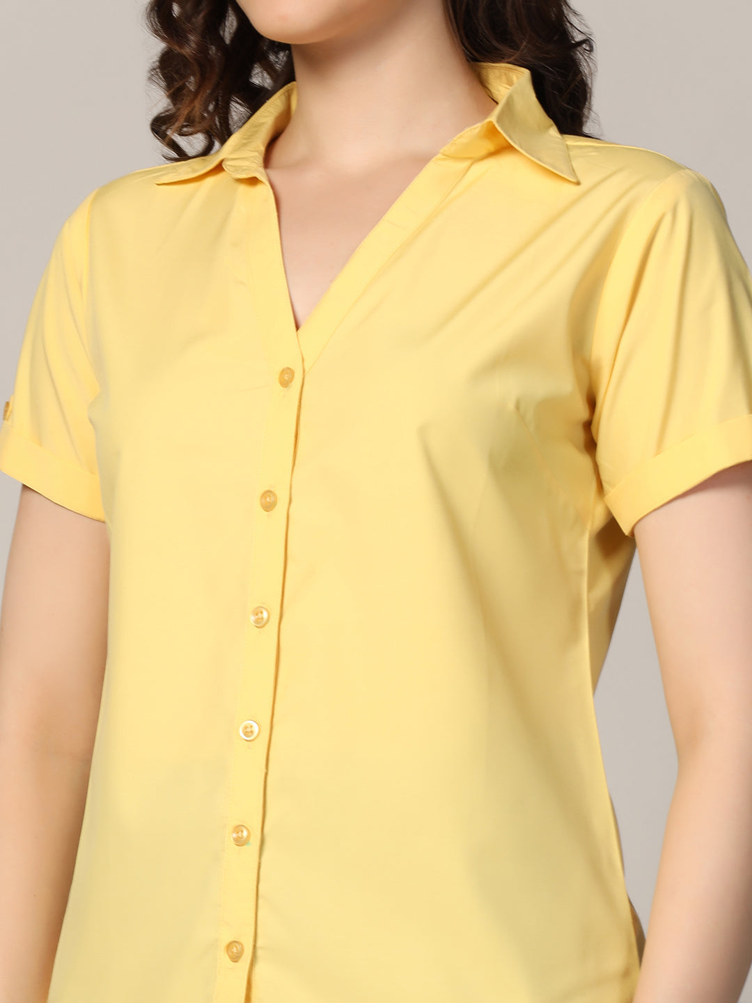 Women yellow short sleeve shirt - Tahvo India