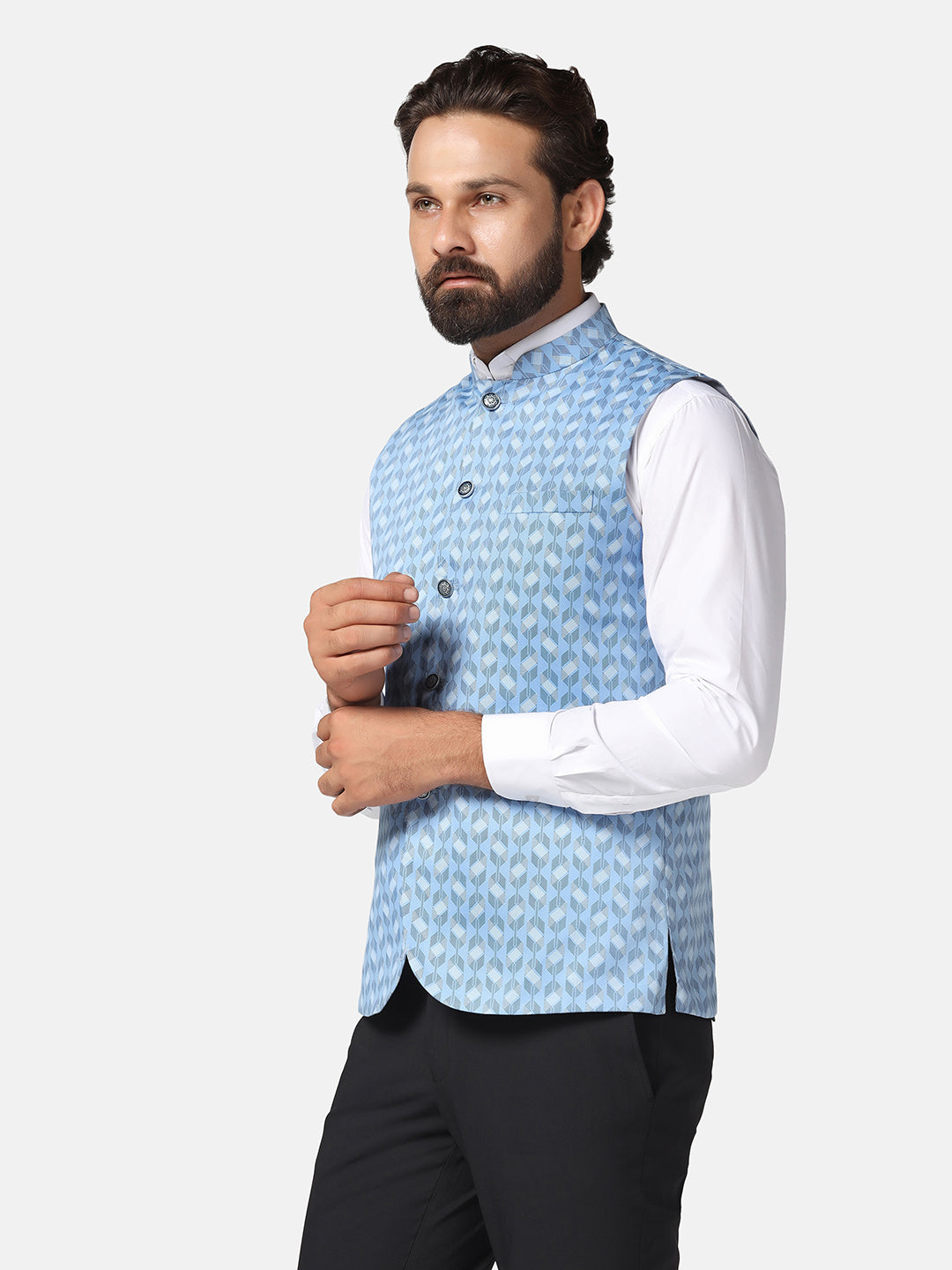 Men Blue Nehru Jacket - Tahvo India