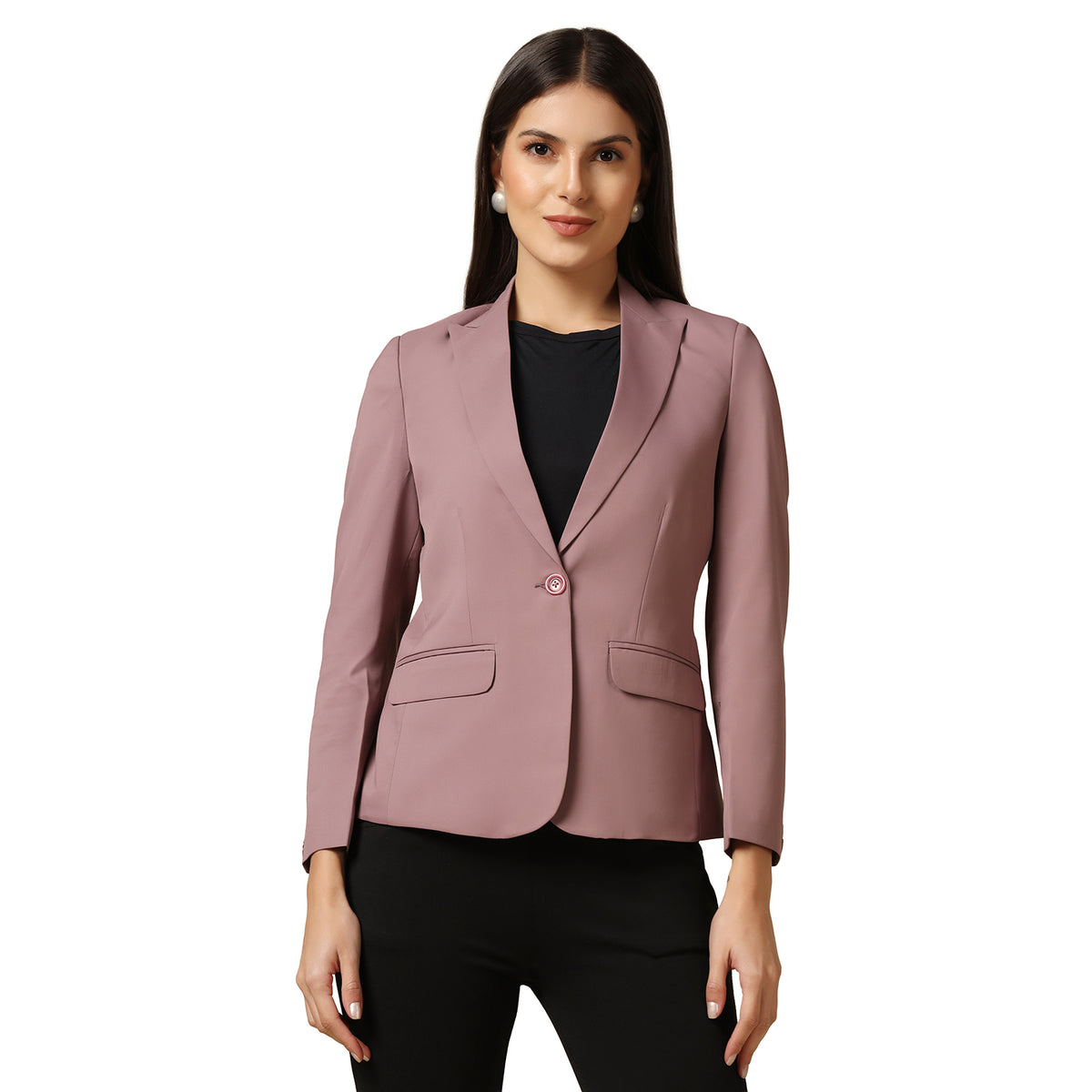 Women Pink Single Breasted Blazer