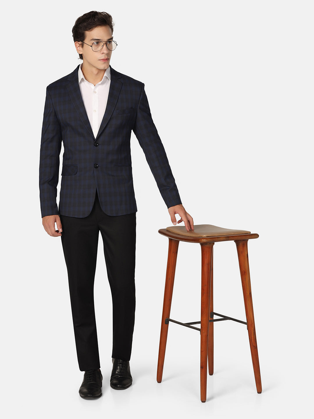 Tahvo Men Blue Check Blazer