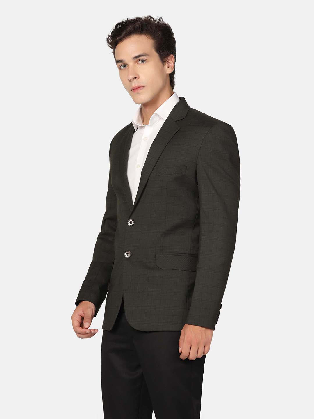 Tahvo Men Green Check Blazer