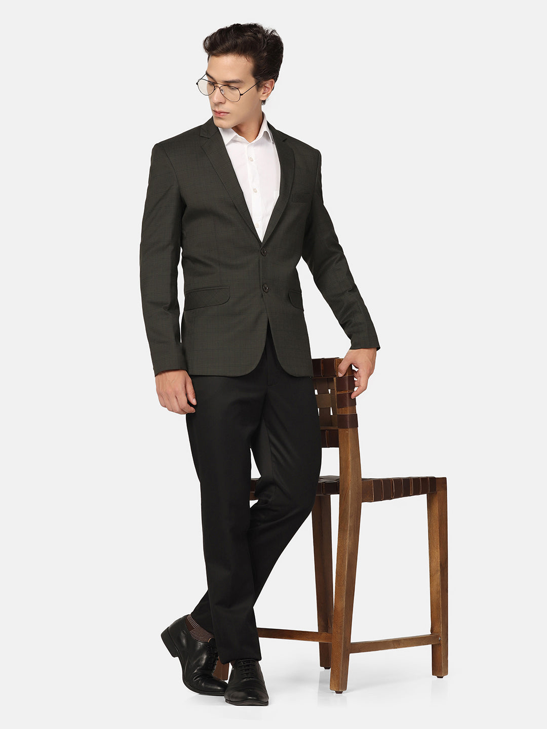 Tahvo Men Green Check Blazer