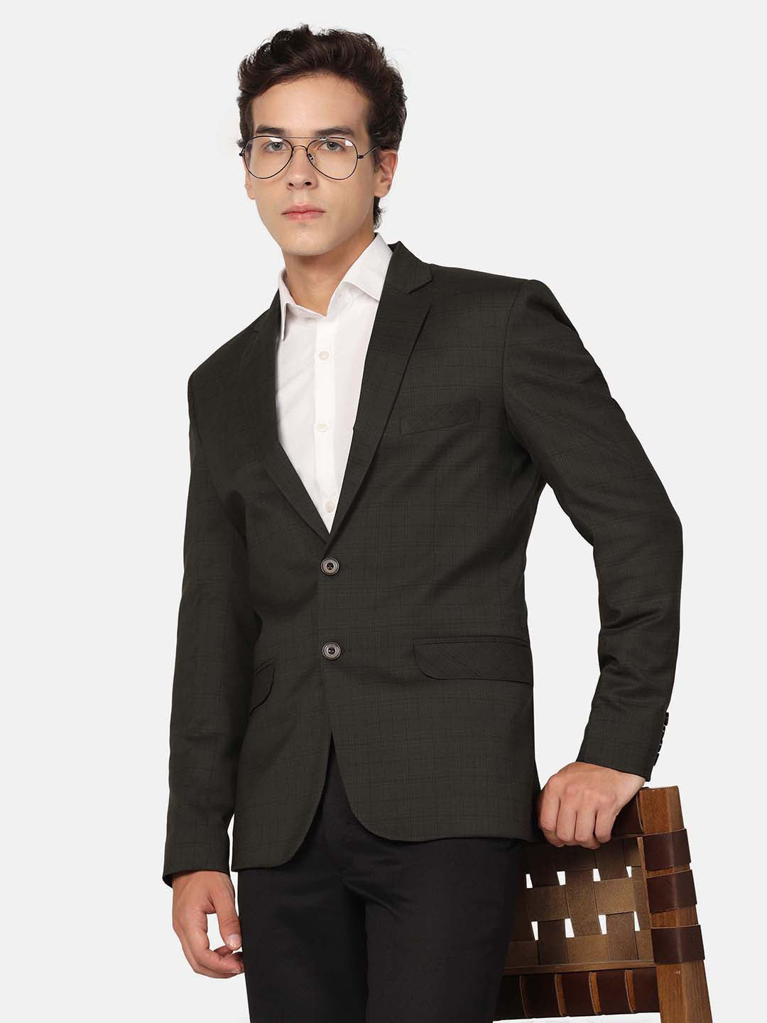 Men Green Check Blazer - Tahvo India
