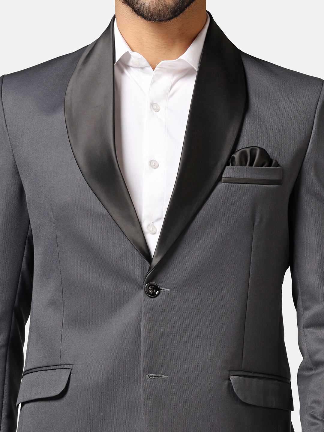 Men Grey Tuxedo Blazer - Tahvo India