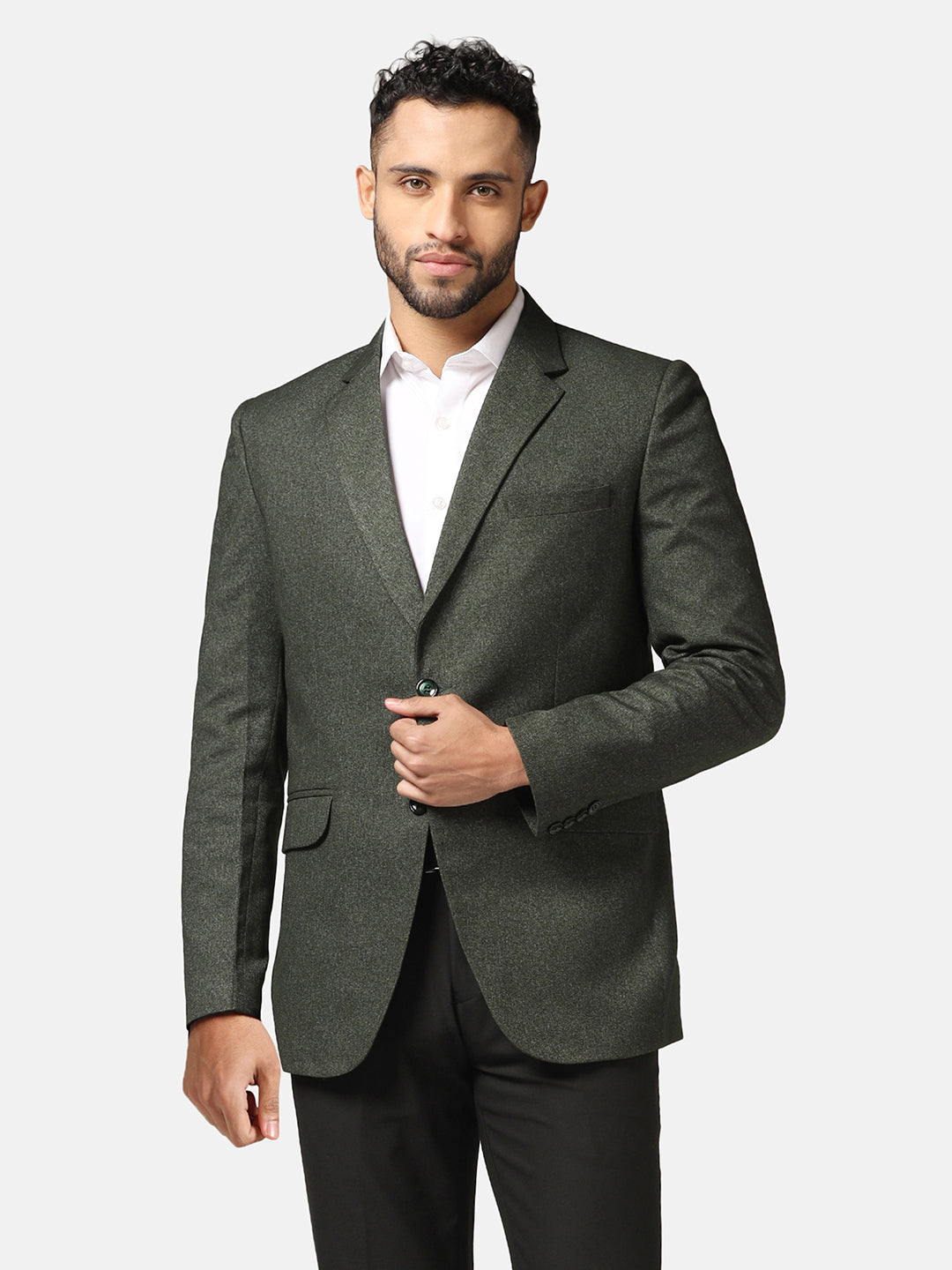 Men Green Suede Blazer - Tahvo India