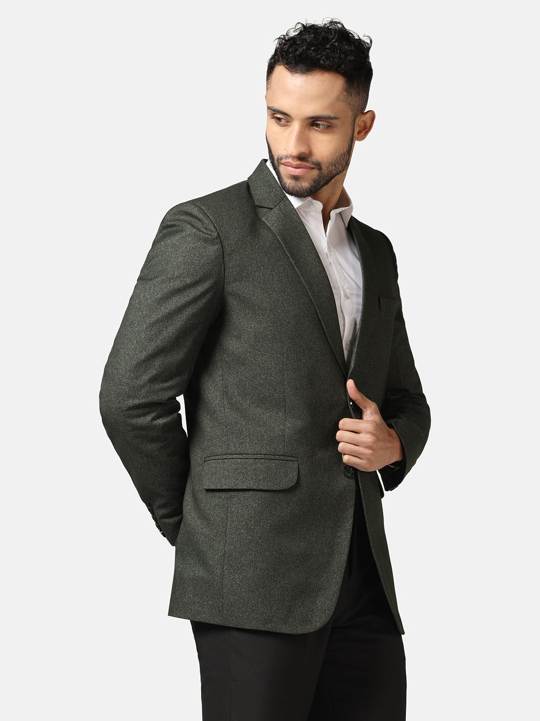 Men Green Suede Blazer - Tahvo India