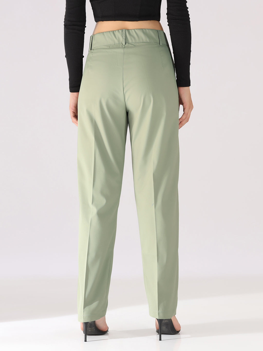 Women Green Straight Fit Trousers
