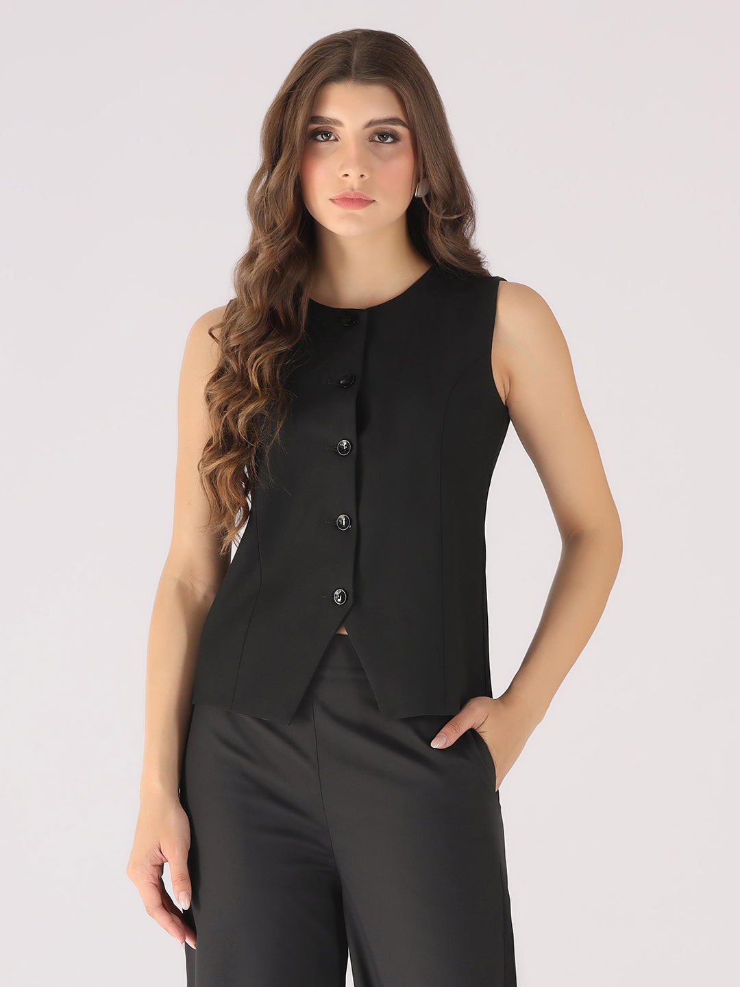 Women Black Formal Waistcoat