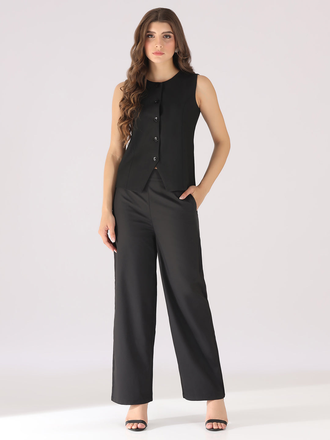 Women Black Formal Waistcoat