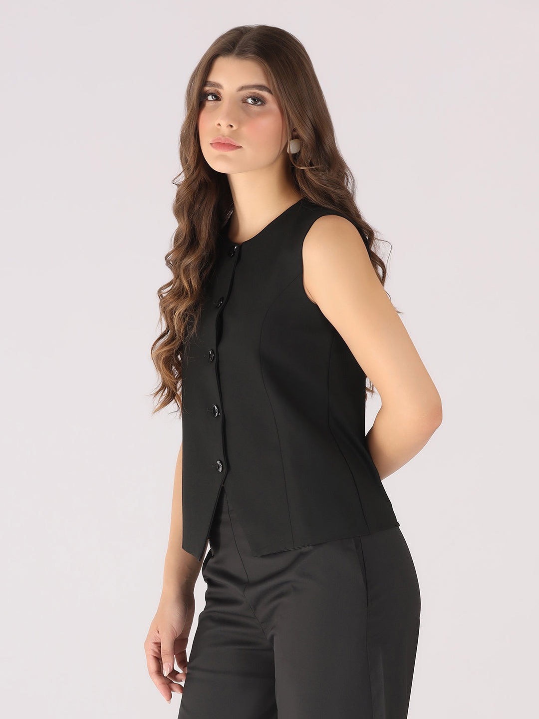 Women Black Formal Waistcoat