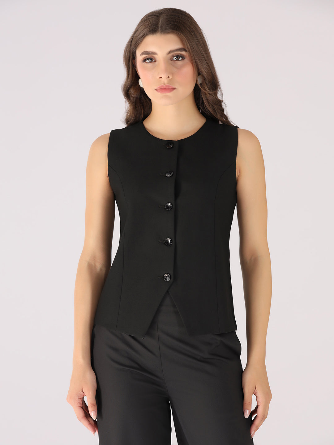 Women Black Formal Waistcoat - Tahvo India