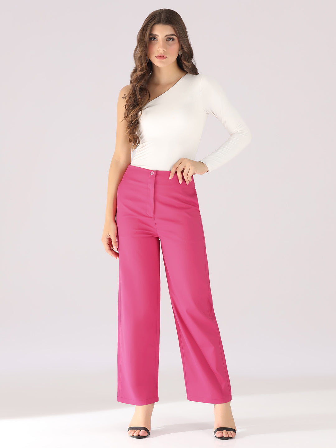 Women Pink High-Rise Trousers - Tahvo India
