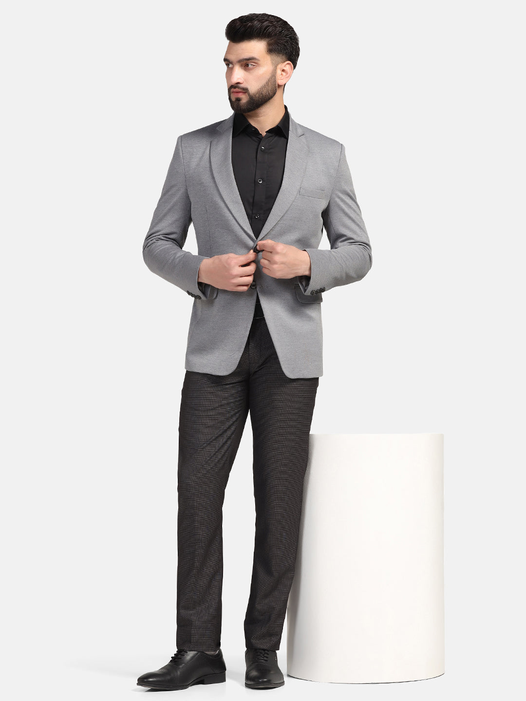 Men Grey Strechable hosiery Blazer - Tahvo India